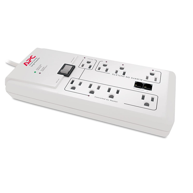 APC Home/Office SurgeArrest Protector, 8 AC Outlets, 6 ft Cord, 2,030 J, White