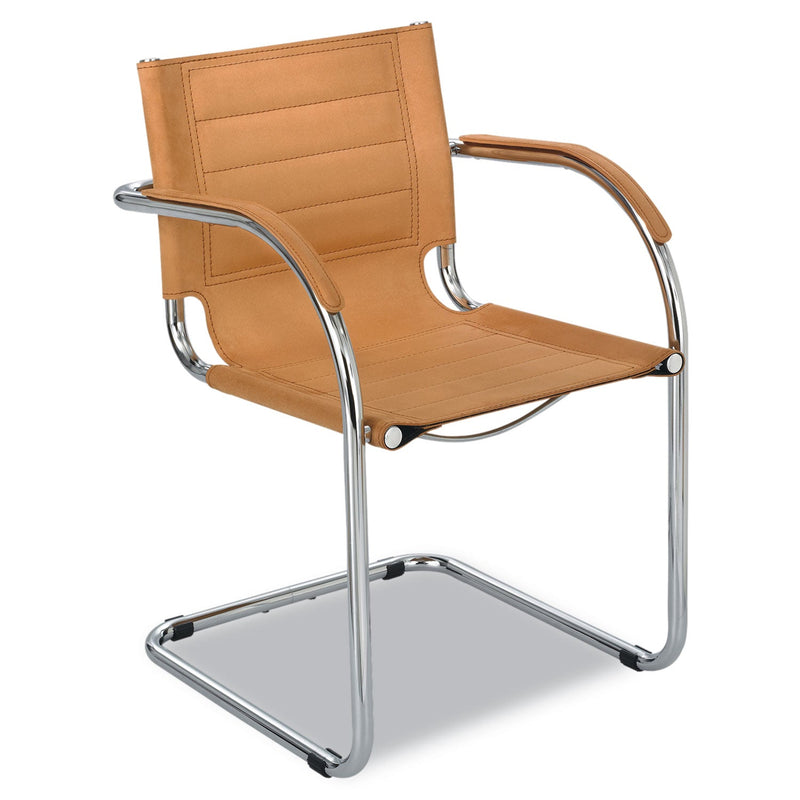 Safco Flaunt Series Guest Chair, 21.5" x 23" x 31.75", Camel Seat/Back, Chrome Base