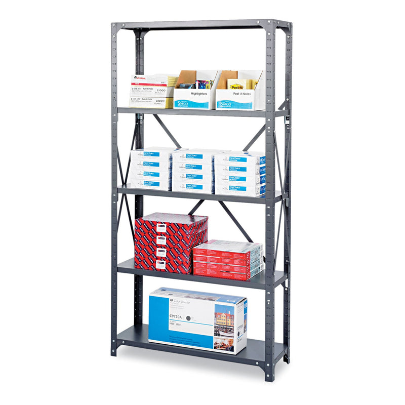 Safco Commercial Steel Shelving Unit, Six-Shelf, 36w x 18d x 75h, Dark Gray