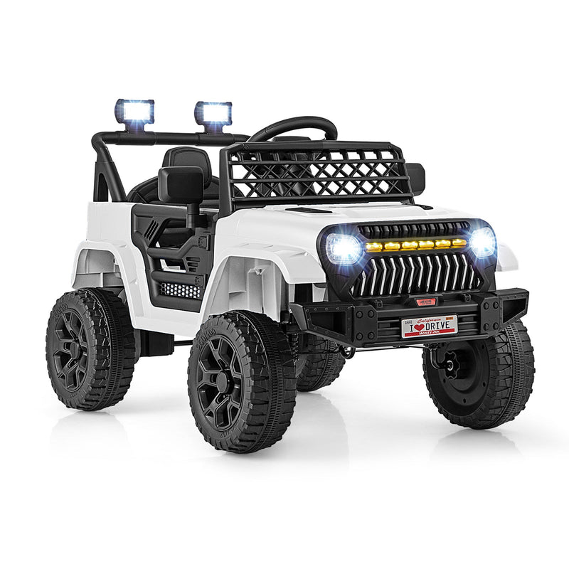 12V Kids Ride on Truck Car with Parental Remote and Music Player-White