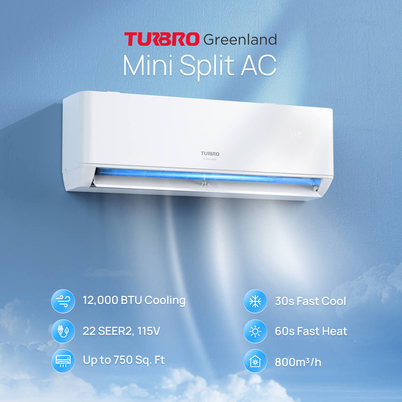 (Open Box) Greenland Single Zone WiFi Mini Split AC with Heat Pump (R454B)
