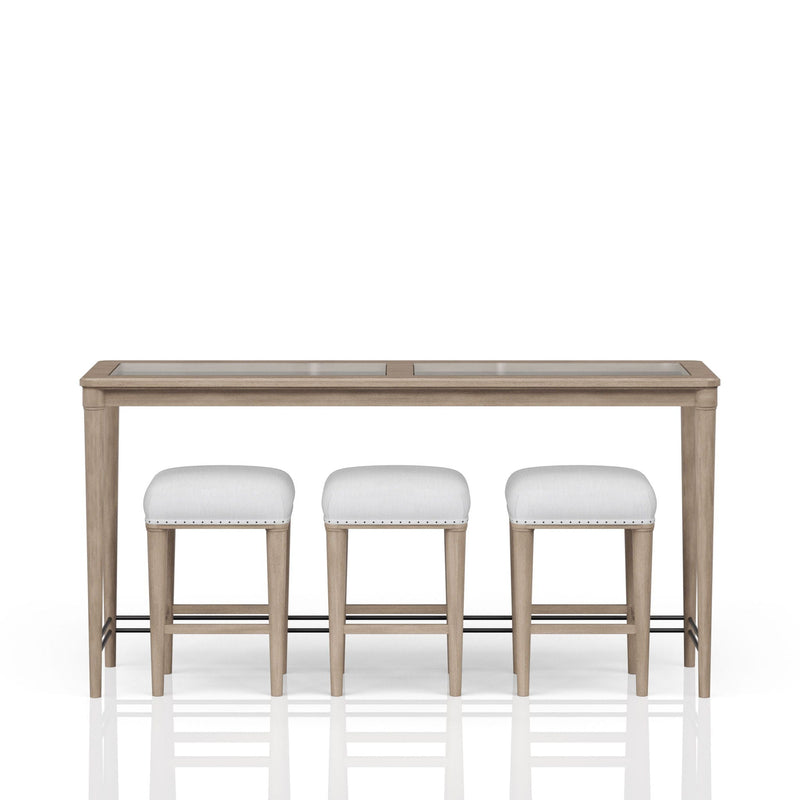 Glass Console Table With 3 Stools - Frosted