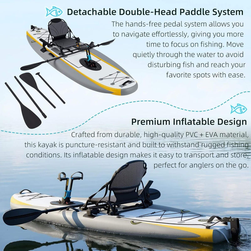 Portable 12FT Lightweight Inflatable PVC Fishing Kayak With Pedal System (SAK64328)