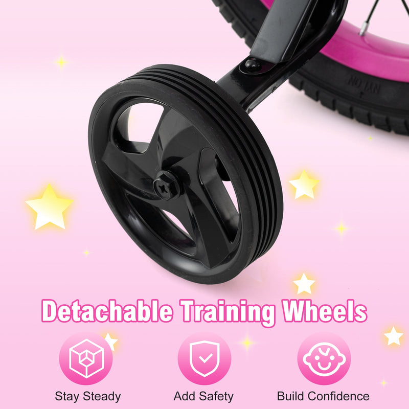 12 Inch Kids Bike Adjustable Bicycle with Front Basket for Children Aged 3-4 Years Old