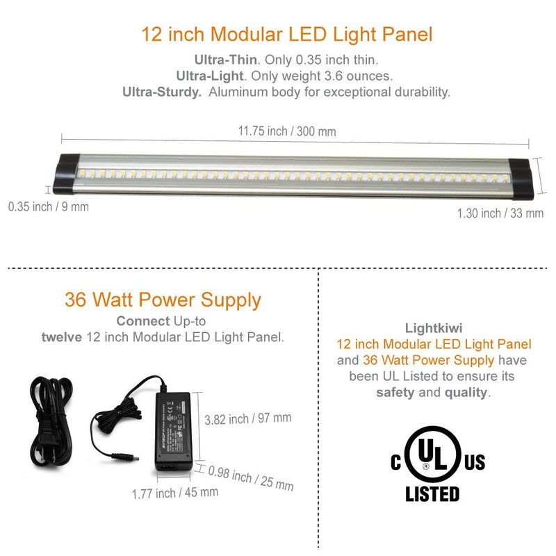 Under Cabinet Lighting Kits 12inch Cool White - Pro Kit (12 Panels)