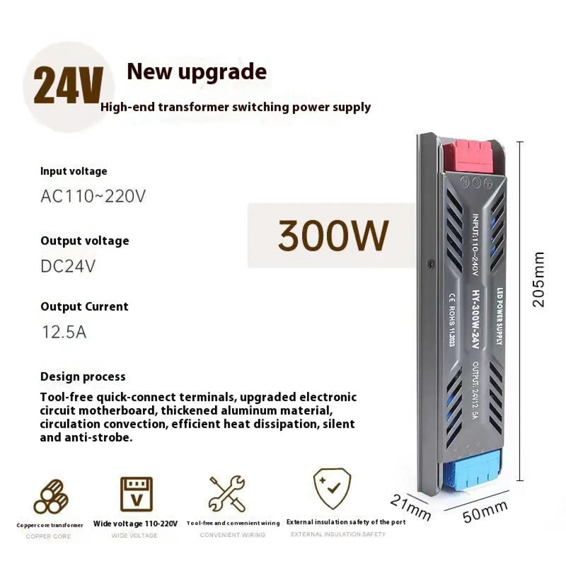 12V Power Supply for LED Strip with Anti-Strobe Technology