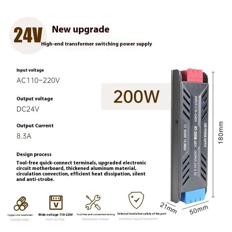 12V Power Supply for LED Strip with Anti-Strobe Technology