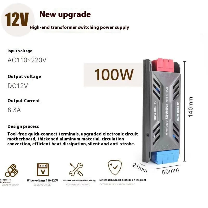 12V Power Supply for LED Strip with Anti-Strobe Technology