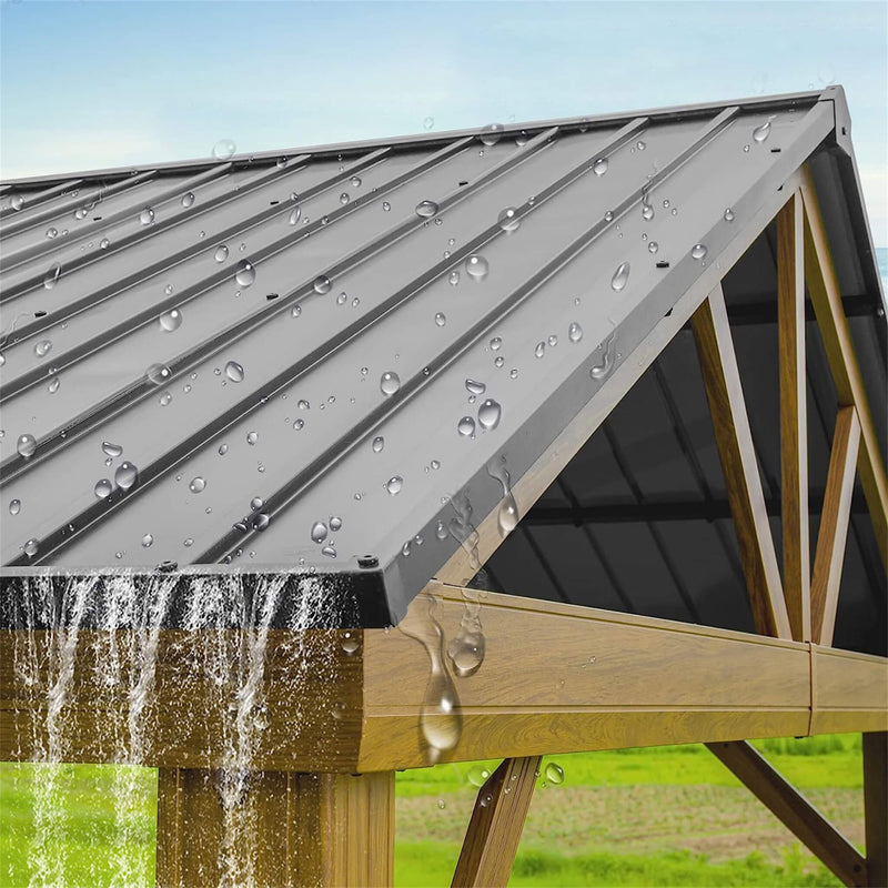 [12X14FT] Alora Hardtop All-Weather Outdoor Gazebo With Galvanized Steel Roof (SAK83261)