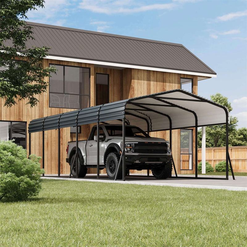 [12X24FT] Alora Large Heavy-Duty Outdoor Metal Carport Kit With Galvanized Steel Roof (SAK53849)