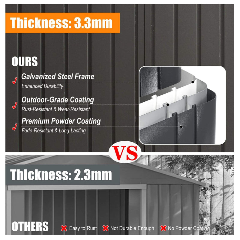 [12X25FT] Alora Extra Large Heavy-Duty Outdoor Metal Carport Garage Shed With Lockable Double Hinged Doors (SAK34153)