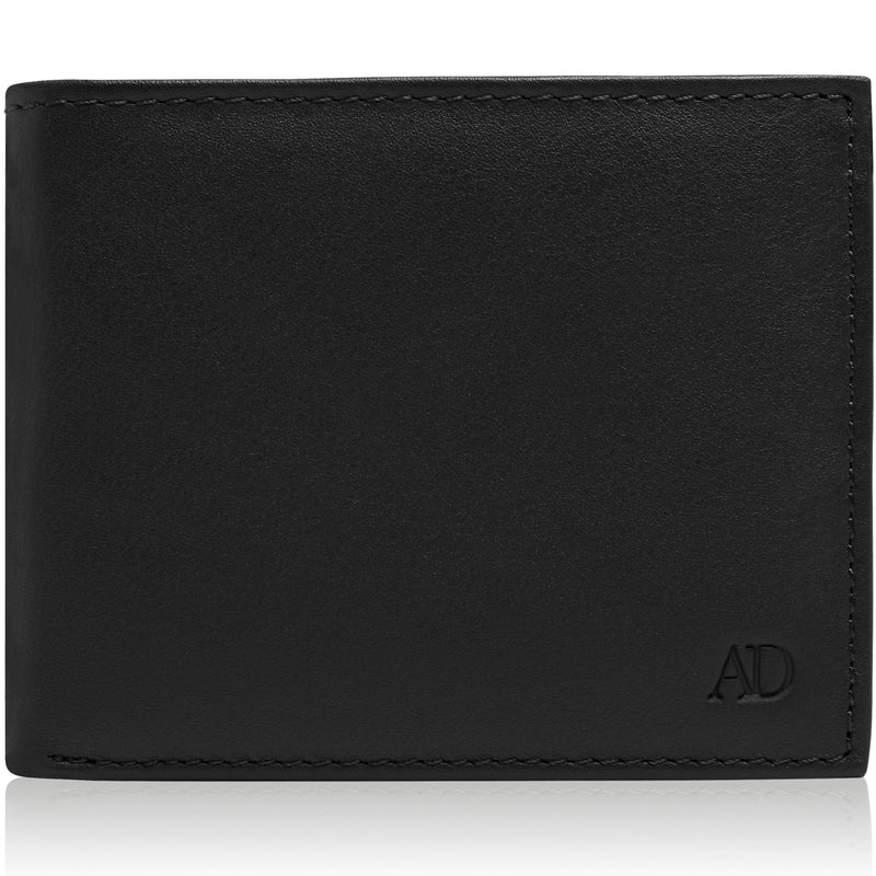 Genuine Leather Bifold Wallet – Flip-Up ID Window, RFID Blocking