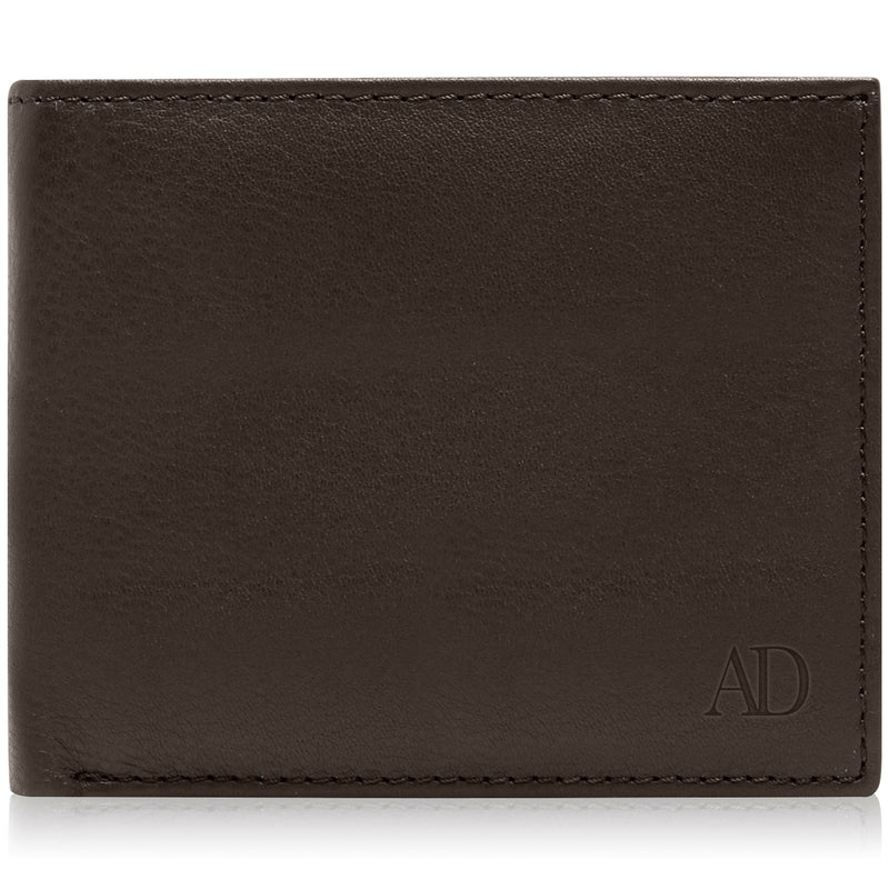 Genuine Leather Bifold Wallet – Flip-Up ID Window, RFID Blocking