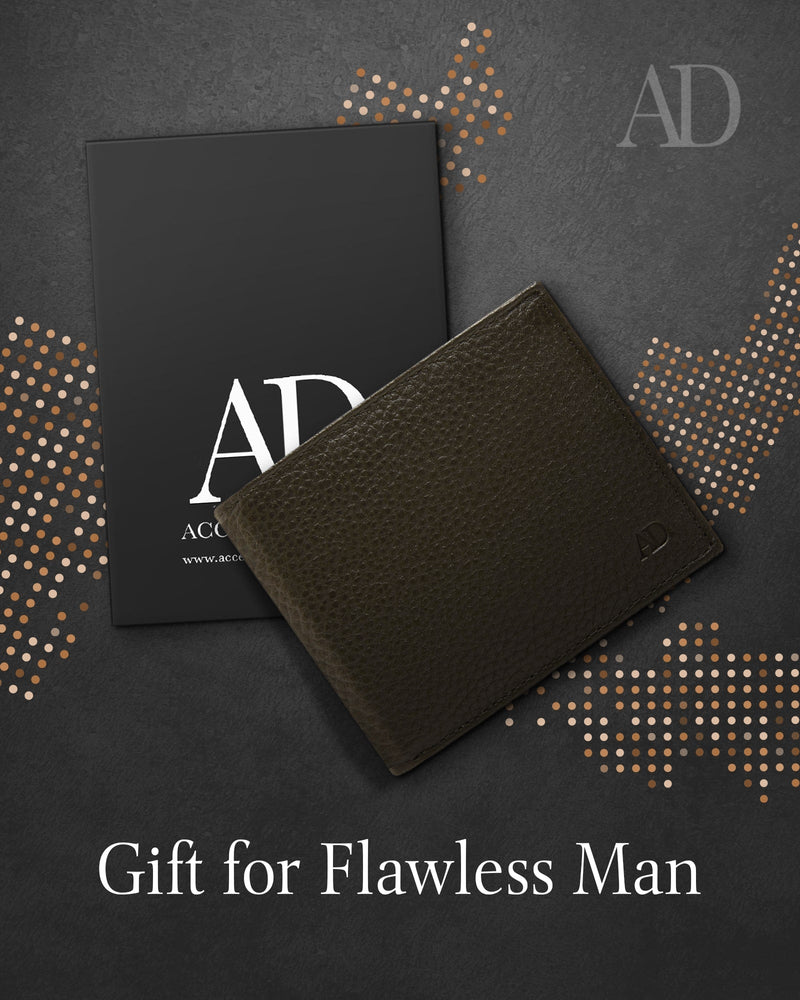 Genuine Leather Bifold Wallet – Flip-Up ID Window, RFID Blocking