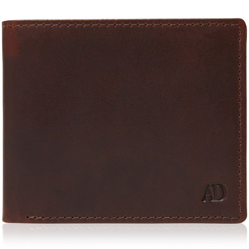 Genuine Leather Bifold Wallet – Flip-Up ID Window, RFID Blocking
