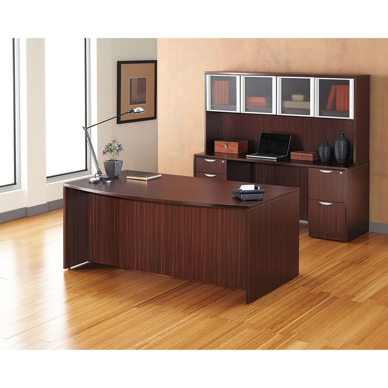 Alera Valencia Series Bow Front Desk Shell, 71" x 41.38" x 29.63", Mahogany