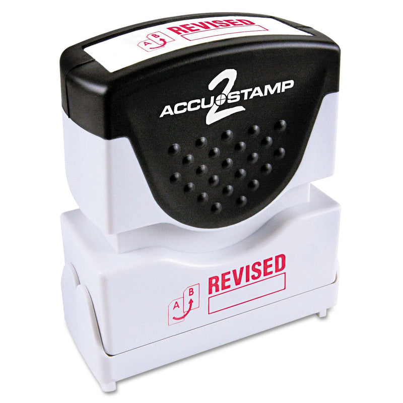 ACCUSTAMP2 Pre-Inked Shutter Stamp, Red, REVISED, 1.63 x 0.5