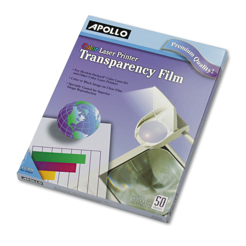 Apollo Color Laser Transparency Film, 8.5 x 11, 50/Box