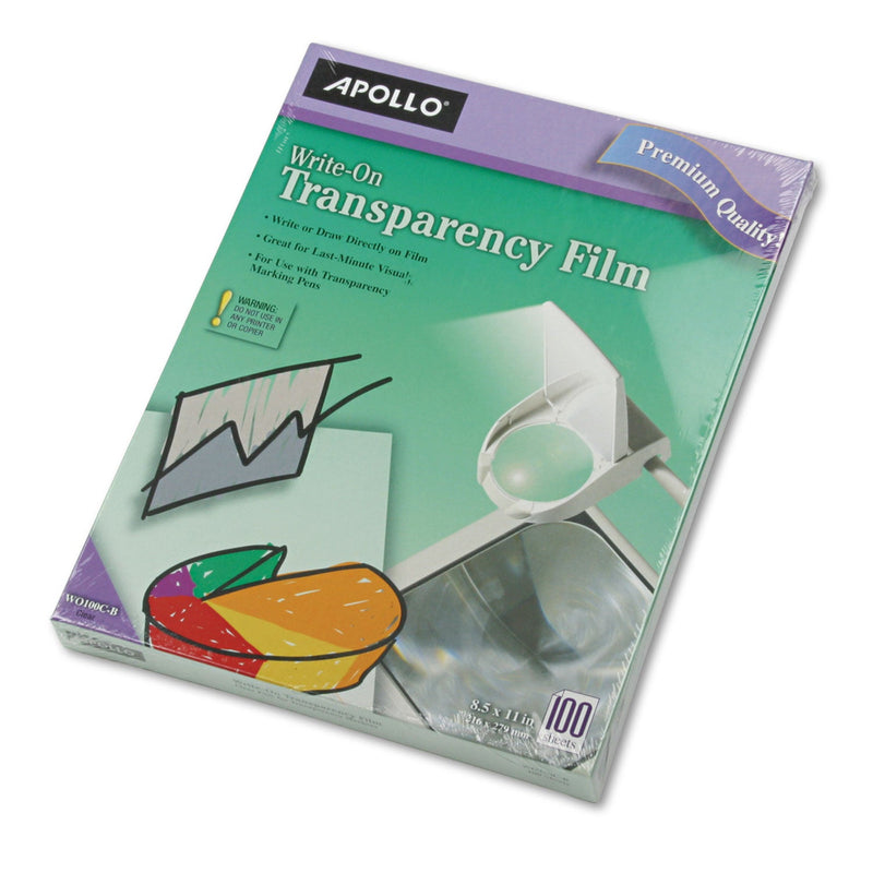 Apollo Write-On Transparency Film, 8.5 x 11, 100/Box