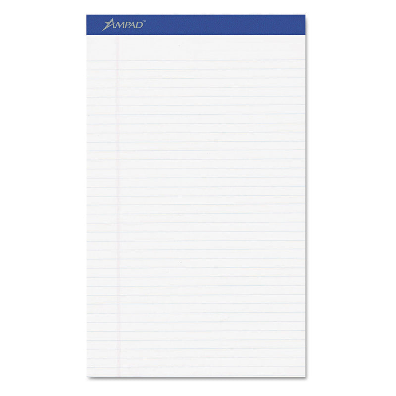 Ampad Perforated Writing Pads, Wide/Legal Rule, 50 White 8.5 x 14 Sheets, Dozen