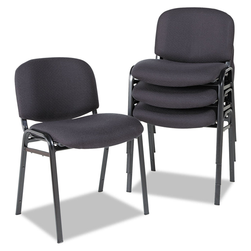 Alera Continental Series Stacking Chairs, Supports Up to 250 lb, Black, 4/Carton