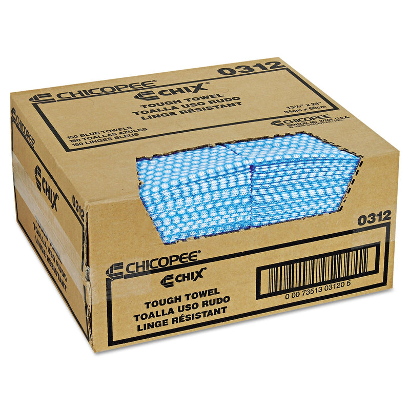 Chix Tough Towels, 13.25 x 24, Blue/White, 150/Carton