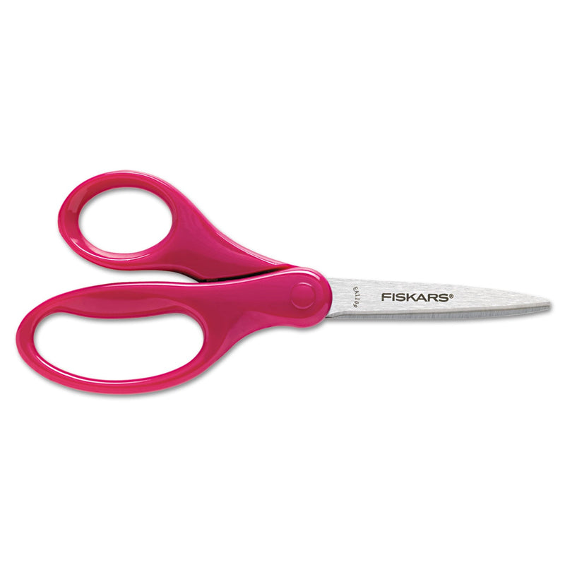 Fiskars Kids/Student Scissors, Pointed Tip, 7" Long, 2.75" Cut Length, Assorted Straight Handles