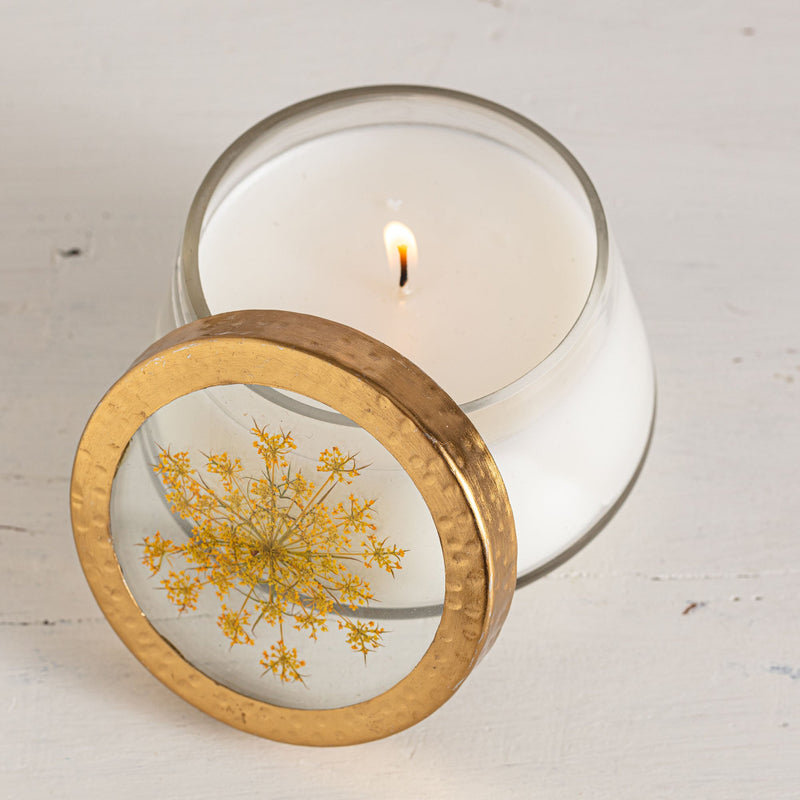 Harvest Pumpkin Medium Pressed Floral Candle