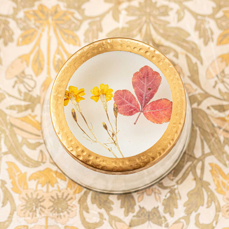 Harvest Pumpkin Medium Pressed Floral Candle