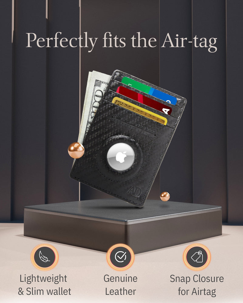 Leather AirTag Card Holder – Slim Wallet with Hidden Tracker Pocket