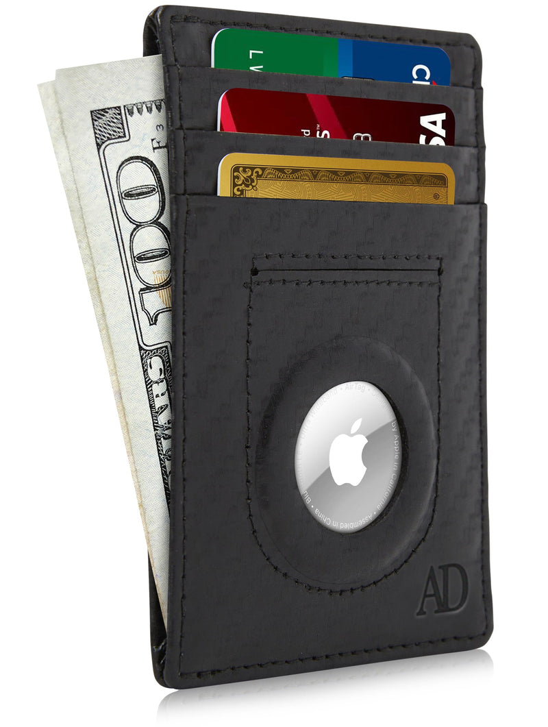 Leather AirTag Card Holder – Slim Wallet with Hidden Tracker Pocket