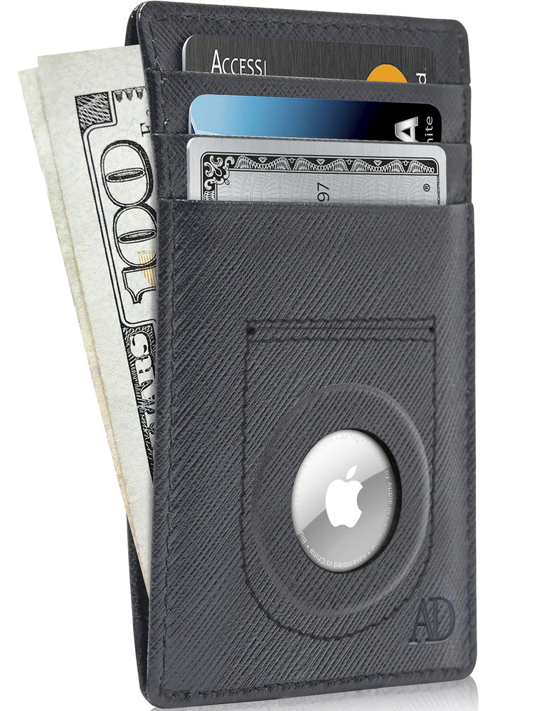 Leather AirTag Card Holder – Slim Wallet with Hidden Tracker Pocket