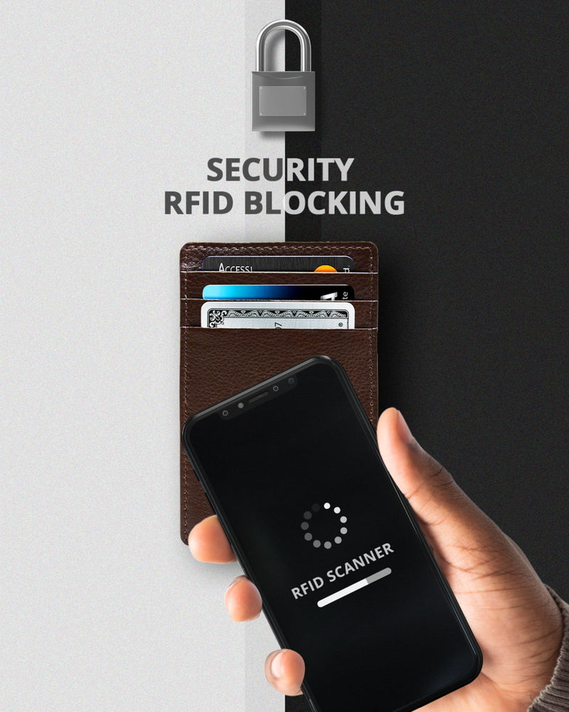 Genuine Leather Slim Card Holder – RFID Blocking, Minimalist