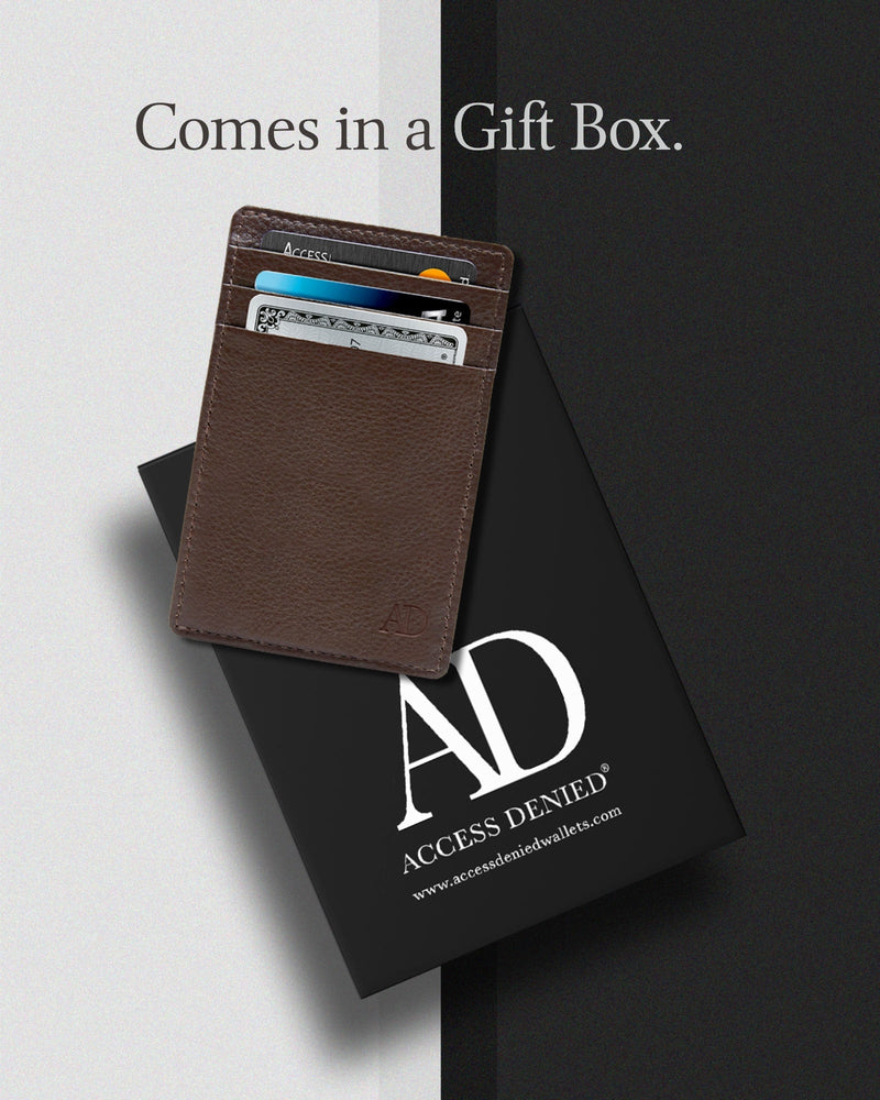 Genuine Leather Slim Card Holder – RFID Blocking, Minimalist