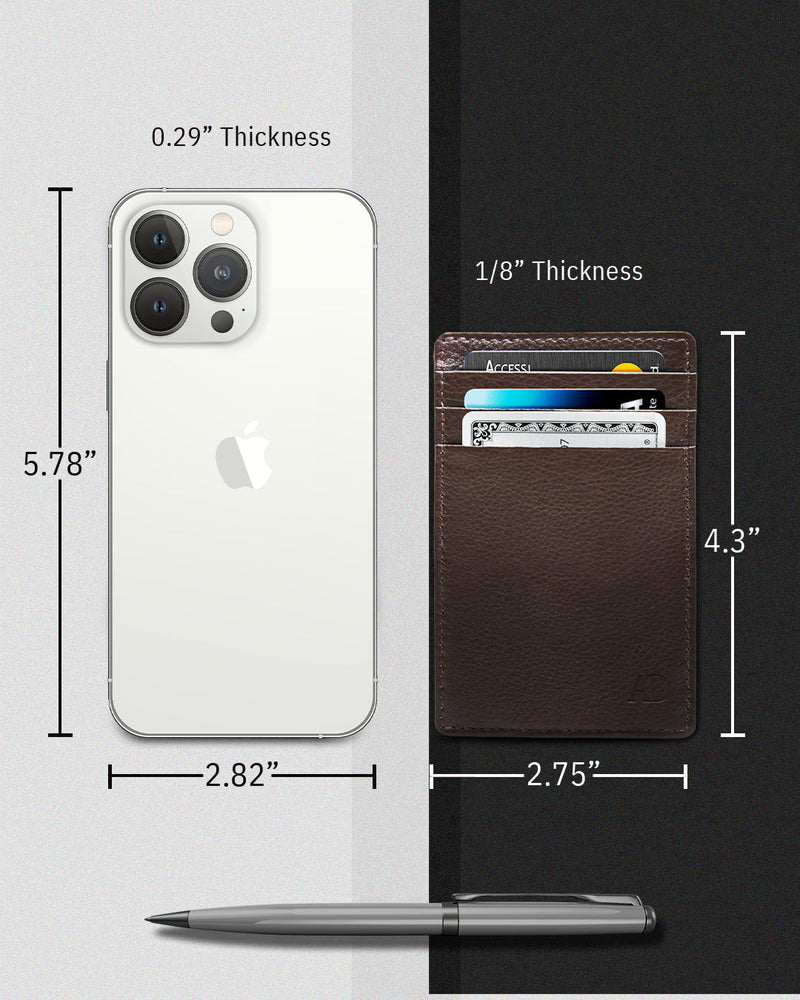 Genuine Leather Slim Card Holder – RFID Blocking, Minimalist