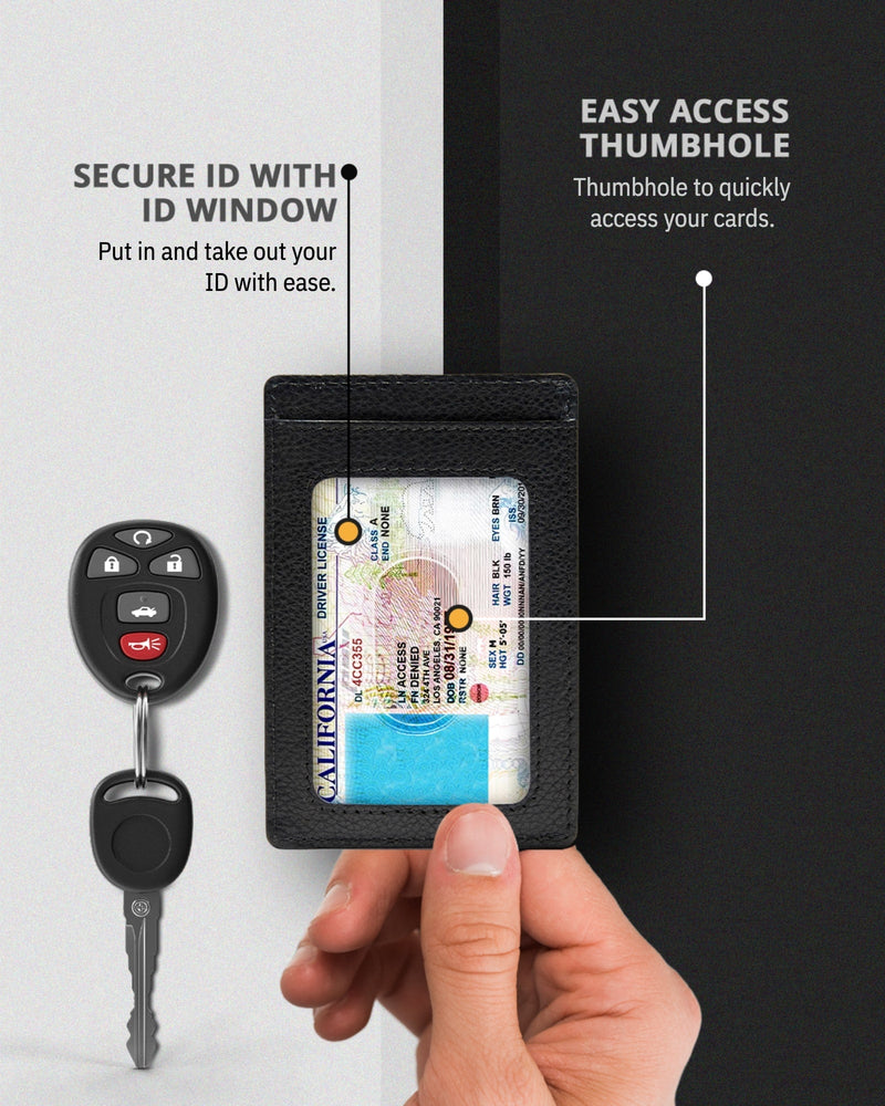 Genuine Leather Slim Card Holder – RFID Blocking, Minimalist