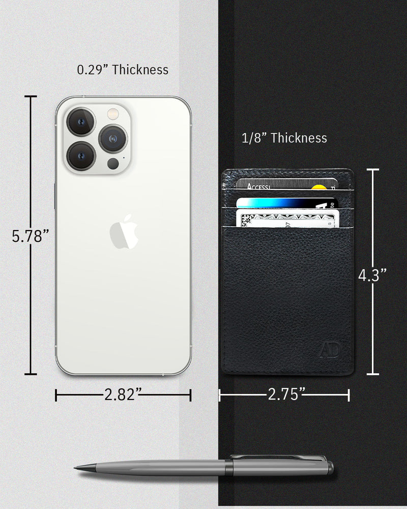 Genuine Leather Slim Card Holder – RFID Blocking, Minimalist