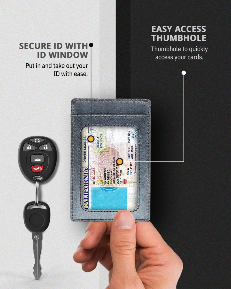 Genuine Leather Slim Card Holder – RFID Blocking, Minimalist