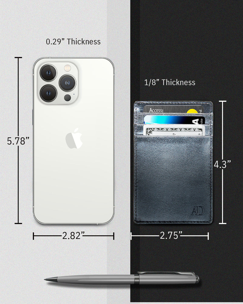 Genuine Leather Slim Card Holder – RFID Blocking, Minimalist
