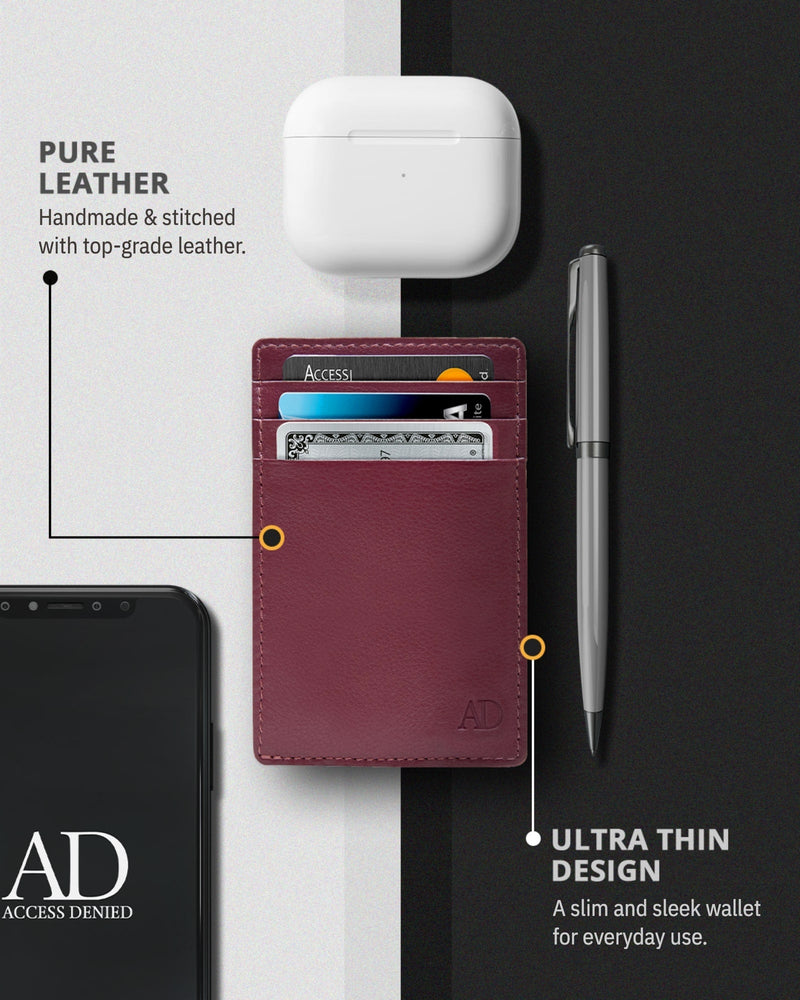 Genuine Leather Slim Card Holder – RFID Blocking, Minimalist