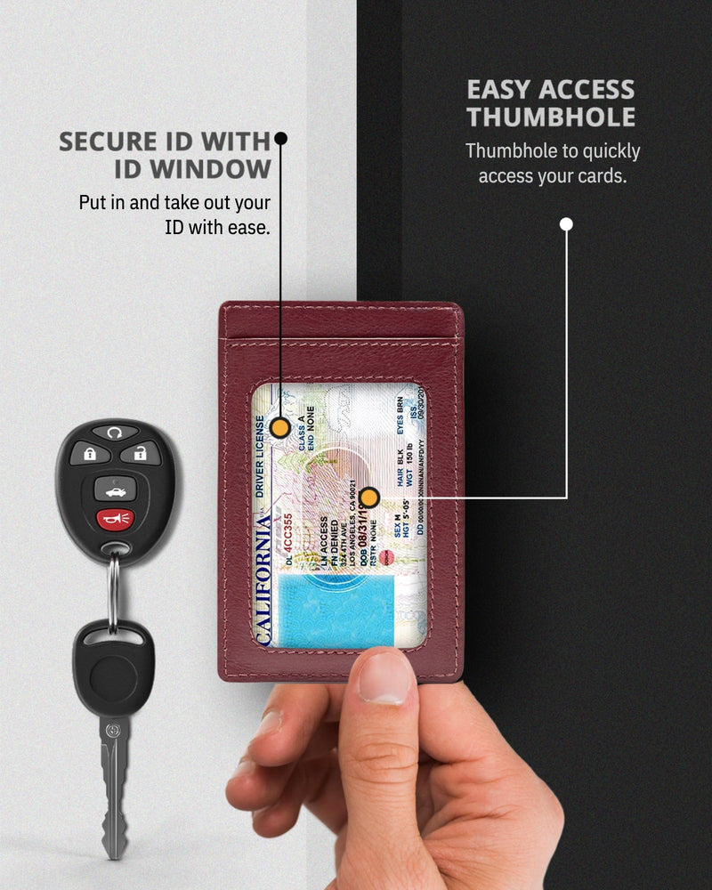 Genuine Leather Slim Card Holder – RFID Blocking, Minimalist