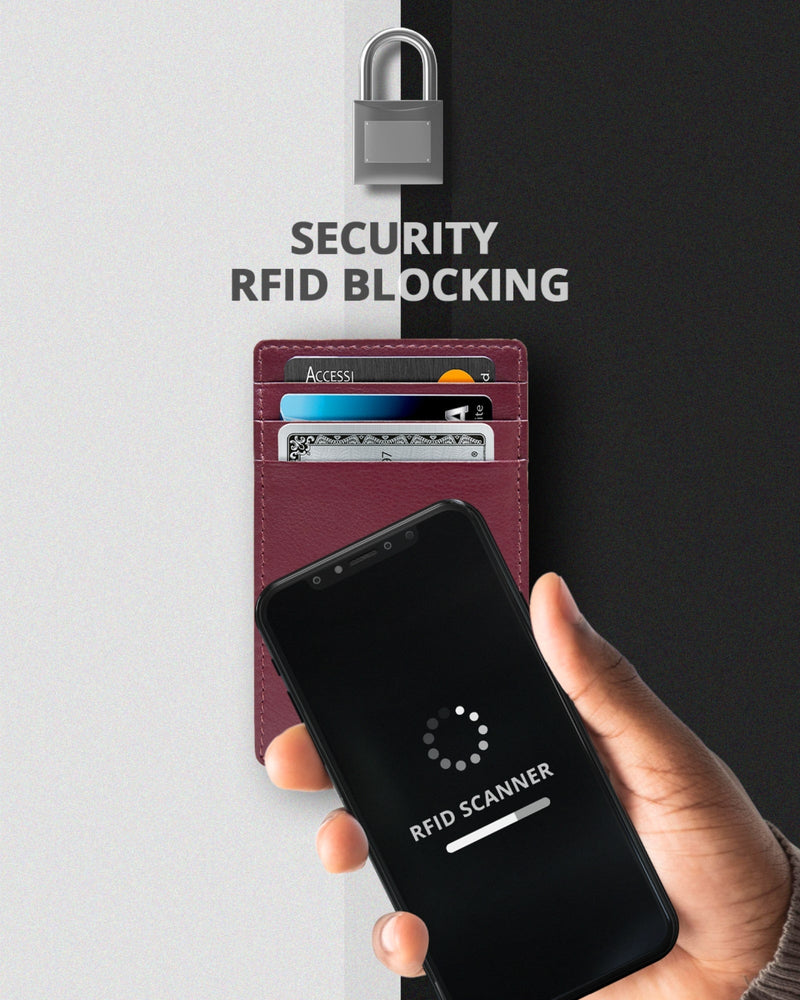 Genuine Leather Slim Card Holder – RFID Blocking, Minimalist