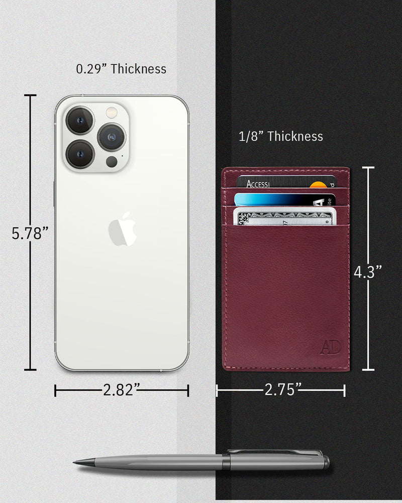 Genuine Leather Slim Card Holder – RFID Blocking, Minimalist