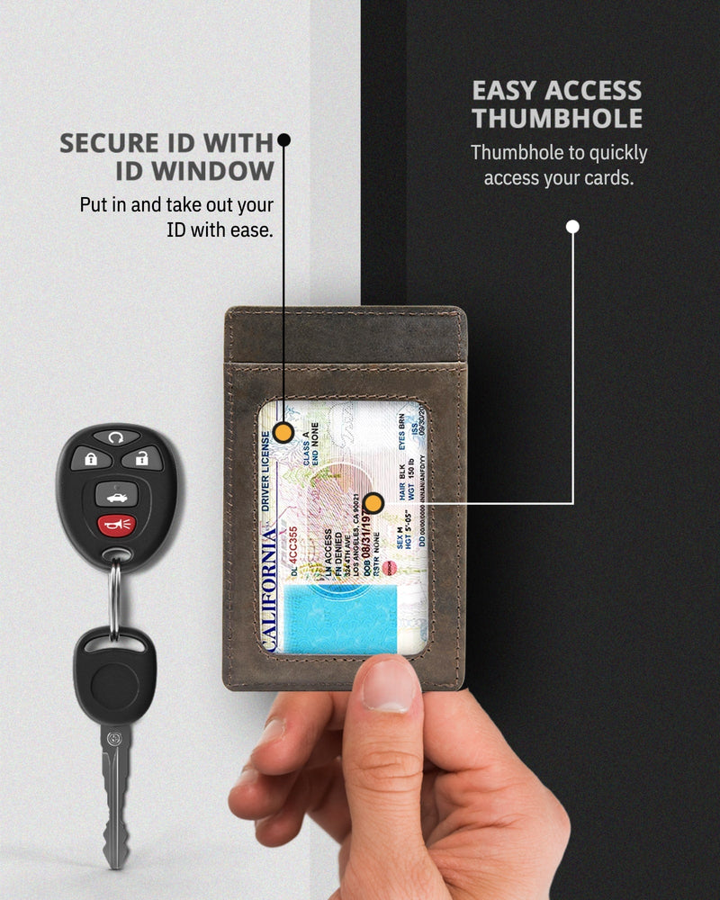Genuine Leather Slim Card Holder – RFID Blocking, Minimalist