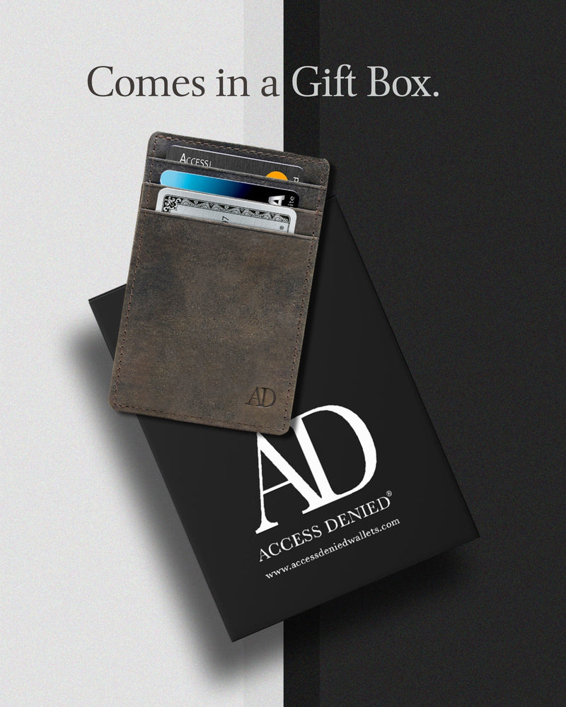 Genuine Leather Slim Card Holder – RFID Blocking, Minimalist