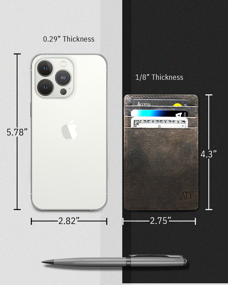 Genuine Leather Slim Card Holder – RFID Blocking, Minimalist