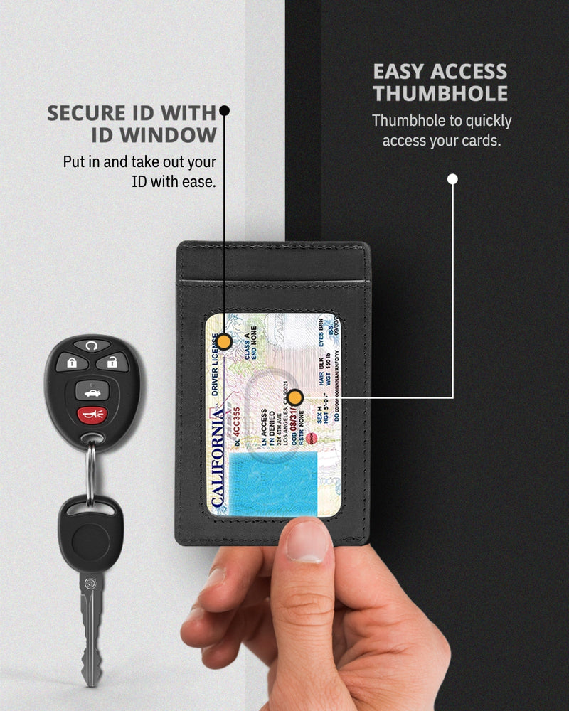 Genuine Leather Slim Card Holder – RFID Blocking, Minimalist
