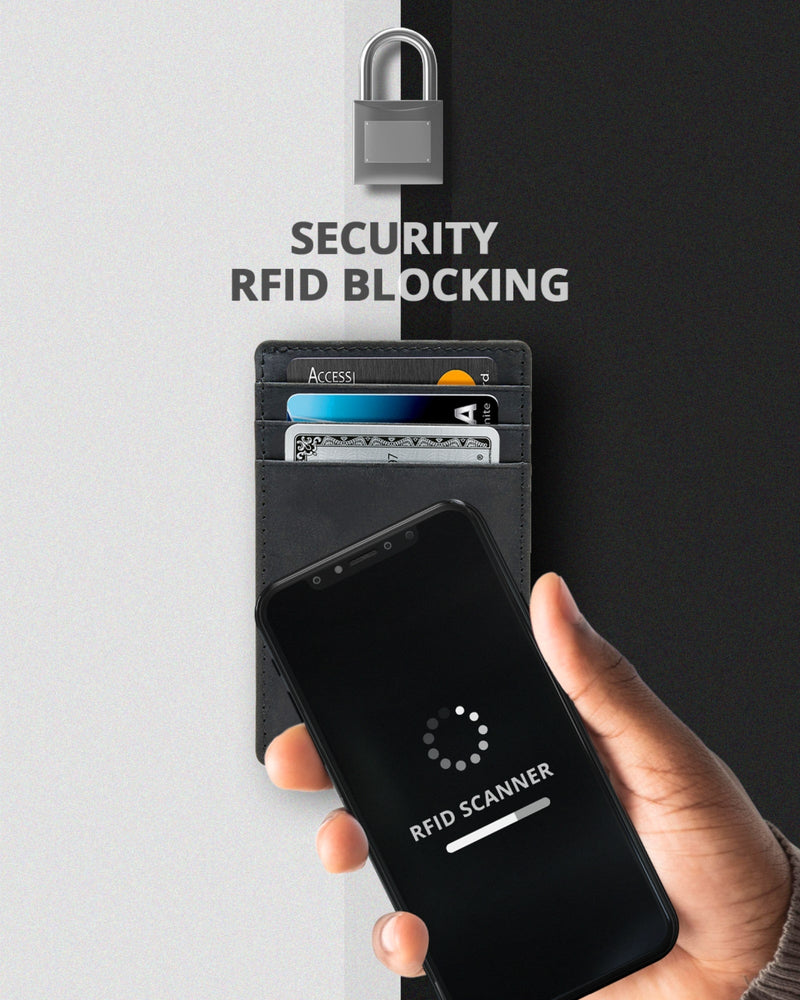 Genuine Leather Slim Card Holder – RFID Blocking, Minimalist