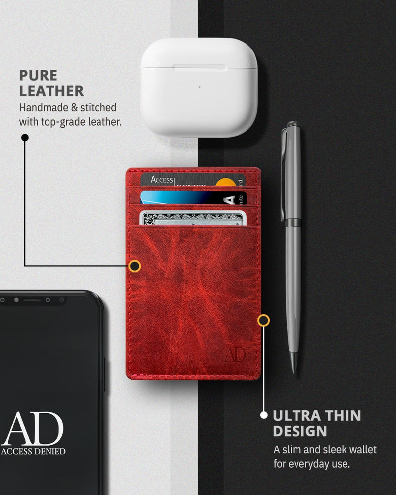 Genuine Leather Slim Card Holder – RFID Blocking, Minimalist