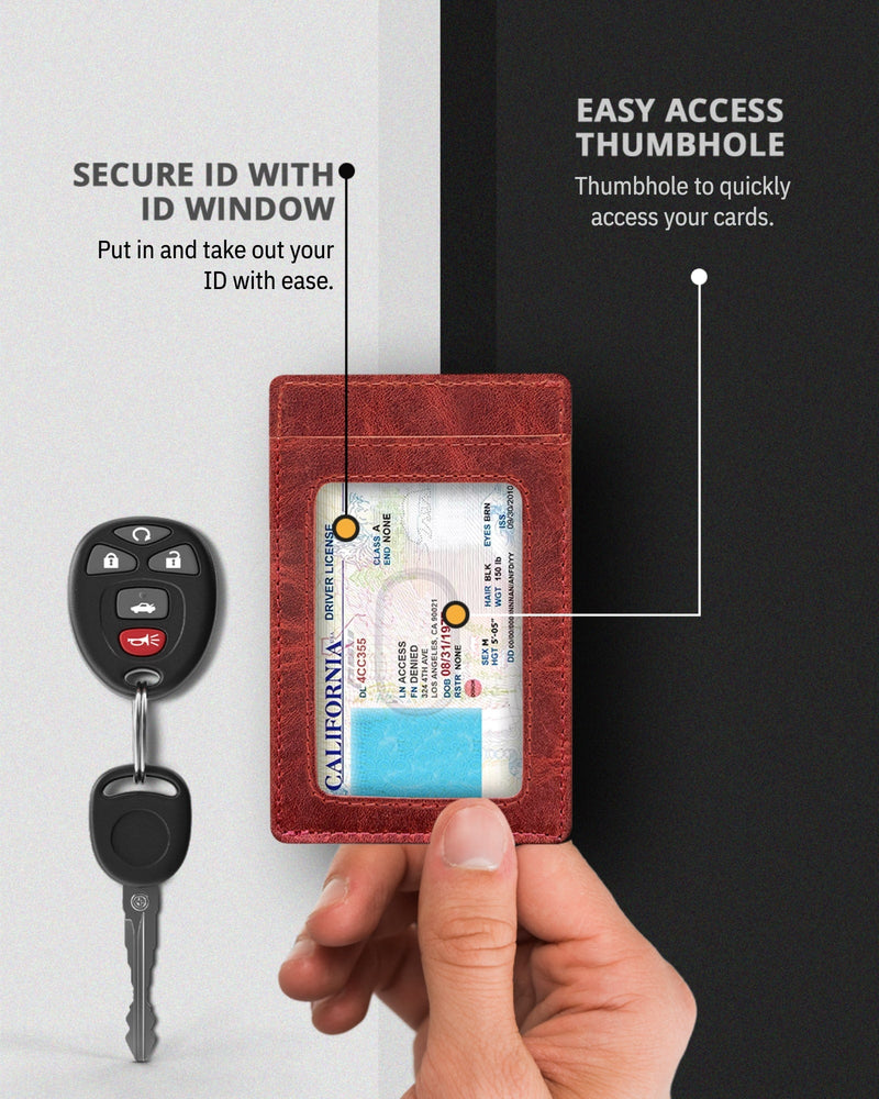 Genuine Leather Slim Card Holder – RFID Blocking, Minimalist